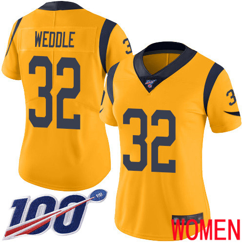 Los Angeles Rams Limited Gold Women Eric Weddle Jersey NFL Football #32 100th Season Rush Vapor Untouchable->los angeles rams->NFL Jersey